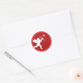 Cute Cupid avec son autocollant rond Bow Valentine (Enveloppe)