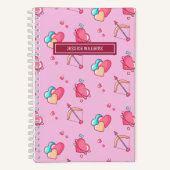 Cute Cupid Boog en Pijl Hart Patroon Retro Liefde Notitieboek (Voorkant)