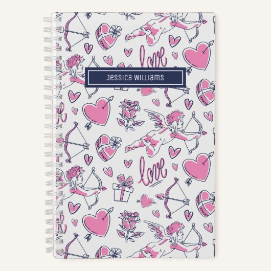 Cute Cupid Bow Arrow Heart Doodle Love Notitieboek (Voorkant)