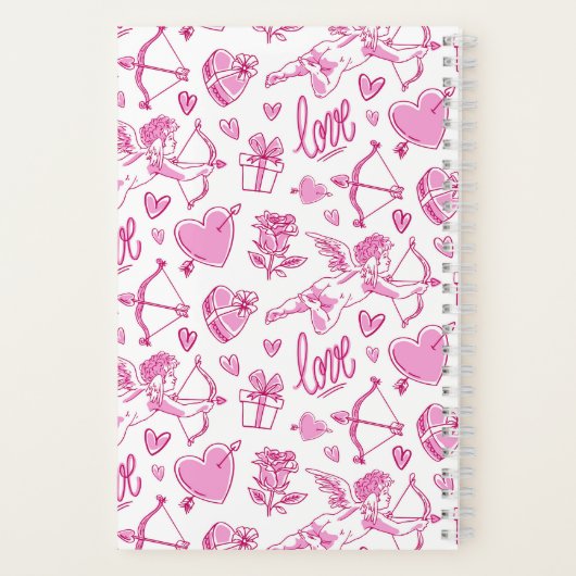 Cute Cupid Bow Arrow Heart Pattern Love Notitieboek (Achterkant)
