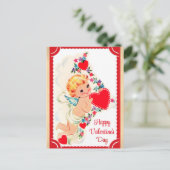 Cute  Cupid Happy Valentines Day Briefkaart (Staand voorkant)