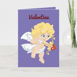 Cute Cupid Valentijn Folded Holiday Card Feestdagen Kaart