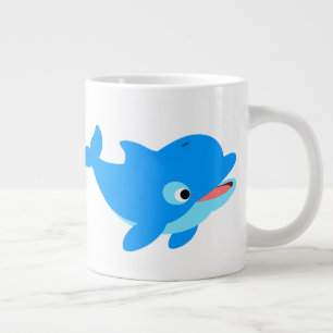 Cute Curious Cartoon Dolphin Extra Grote Beker