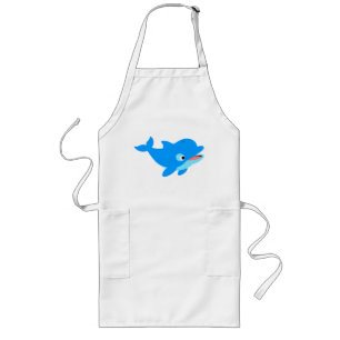 Cute Curious Cartoon Dolphin Lang Schort