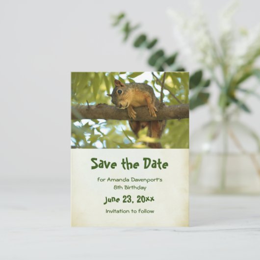 Cute Curious Squirrel Natuur Photo - Save the Date Uitnodiging Briefkaart (Staand voorkant)