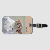 Cute Curious Squirrel Profiel Foto Monogram Bagagelabel (Voorkant (horizontaal))