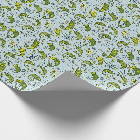 Cute Curly Chameleon Reptile Lovely Lizard Cadeaupapier (Hoek)