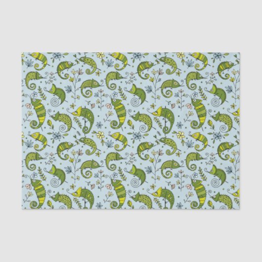 Cute Curly Chameleon Reptile Lovely Lizard Tissuepapier (Voorkant)