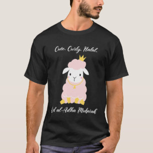 Cute Curly Halal Sheep Eid Al Adha Mubarak voor Mu T-shirt