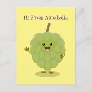Cute custard apple cherimoya cartoon briefkaart