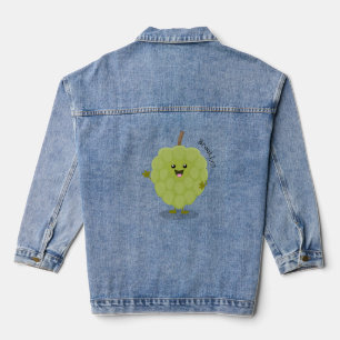 Cute custard apple cherimoya cartoon denim jacket