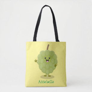 Cute custard apple cherimoya cartoon draagtas