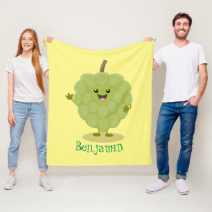 Cute custard apple cherimoya cartoon fleece deken