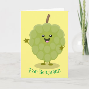 Cute custard apple cherimoya cartoon kaart