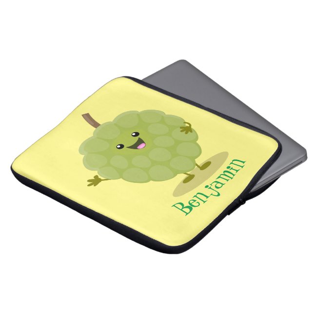 Cute custard apple cherimoya cartoon laptop sleeve (Voorkant top)