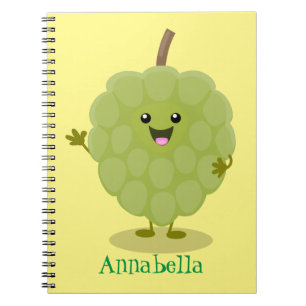 Cute custard apple cherimoya cartoon notitieboek