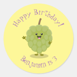 Cute custard apple cherimoya cartoon ronde sticker