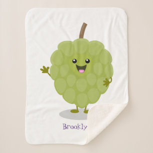 Cute custard apple cherimoya cartoon sherpa deken