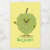 Cute custard apple cherimoya cartoon voedselcontainer etiket (Enkel label)