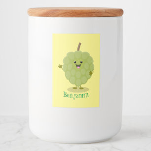 Cute custard apple cherimoya cartoon voedselcontainer etiket