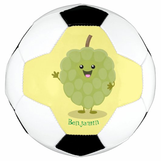 Cute custard apple cherimoya cartoon voetbal (Voorkant)