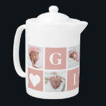 Cute Custom 6 Photo Collage Grand-mère Gigi<br><div class="desc">Créez un beau cadeau photo pour votre grand-mère. Personnalisez facilement cette théière avec vos images. Vous pouvez simplement customiser notre modèle pour créer un cadeau unique pour d'autres membres de la famille ou amis.</div>
