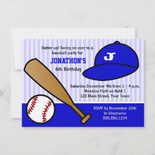 Cute Custom Baseball Birthday Party Blue en White Kaart
