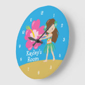 Cute Custom Beach Hula Girl Grote Klok (Hoek)