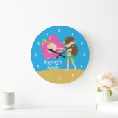 Cute Custom Beach Hula Girl Grote Klok (Huis)