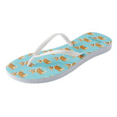 Cute Custom Corgi Blauwgroen Teenslippers (Schuin)
