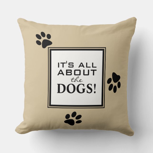 Cute Custom Dog Paw Typography Hondenliefhebber Kussen (Voorkant)