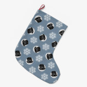 Cute Custom Dog Your Pet Photo Blue Snowflake Grote Kerstsok (Voorkant (Hangend))