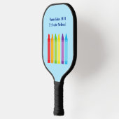 Cute Custom Elementary School Teacher Crayon Pickleball Paddle (Links)