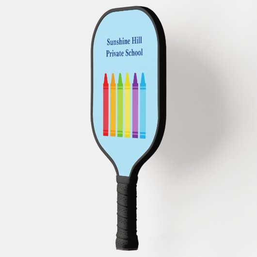 Cute Custom Elementary School Teacher Crayon Pickleball Paddle (Links)