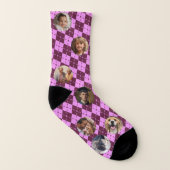 Cute Custom Family Face Photo Chaussettes violette (Droite extérieur)