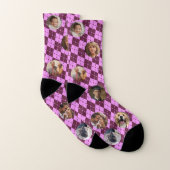 Cute Custom Family Face Photo Chaussettes violette (Paire)