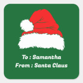 Cute Custom From Santa Claus Green Christmas Gift Vierkante Sticker (Voorkant)