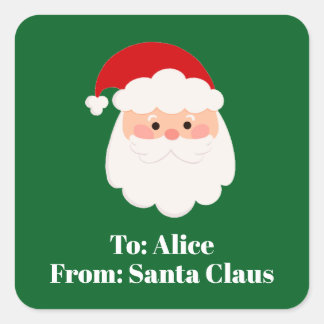 Cute Custom From Santa Claus Green Christmas Gift  Vierkante Sticker