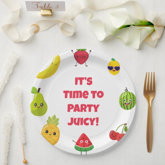 Cute Custom Funny Fruit Kid Birthday Party Plates Papieren Bordje (Huwelijk)