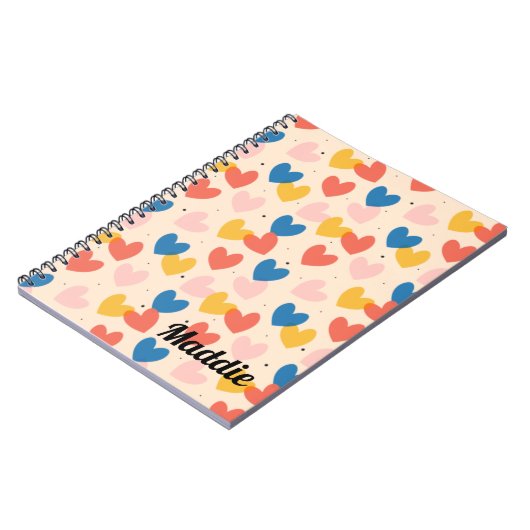 Cute Custom Heart Pattern Spiral Photo Notitieboek (Linkerzijde)