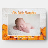 Cute Custom Herfst Baby Pumpkin Newborn Foto Fotoplaat (voorkant)