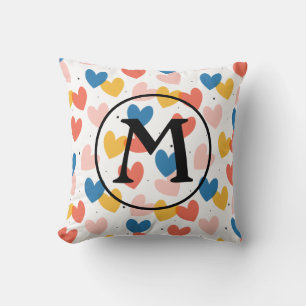 Cute Custom Initiaal Heart Patroon Kussen