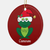 Cute Custom kerstkikker Santa Keramisch Ornament (Links)