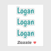 Cute Custom Kinder Simple Typography Blauwgroen Na Sticker (Vel)