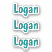 Cute Custom Kinder Simple Typography Blauwgroen Na Sticker (Voorkant)