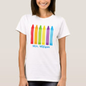 Cute Custom Kindergarten Teacher Crayon T-shirt (Voorkant)