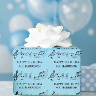 Cute Custom Music Teacher Musical Notes Birthday Cadeaupapier