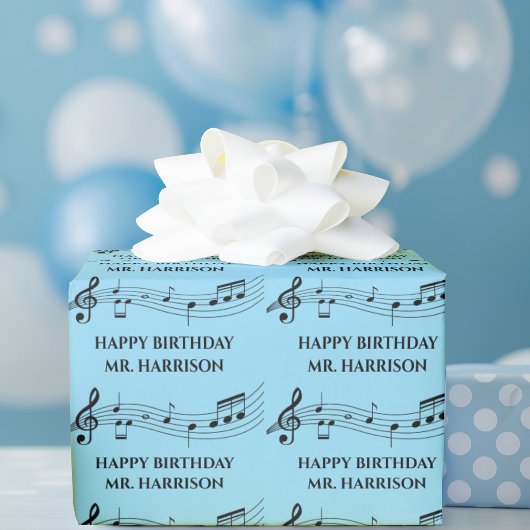 Cute Custom Music Teacher Musical Notes Birthday Cadeaupapier