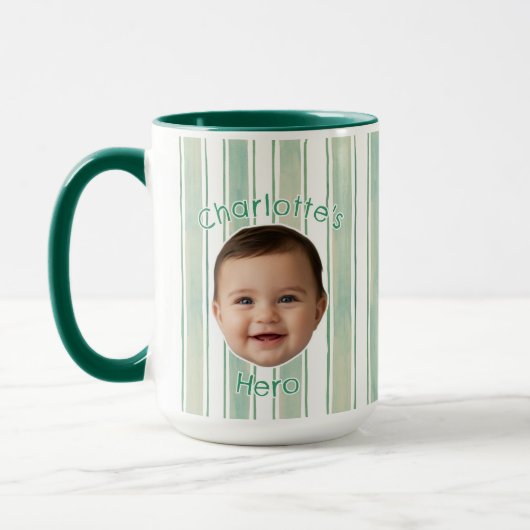 Cute Custom Name Light Green Stripes Coffee Mug (Gauche)