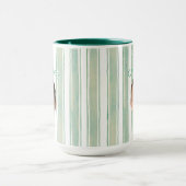 Cute Custom Name Light Green Stripes Coffee Mug (Centre)